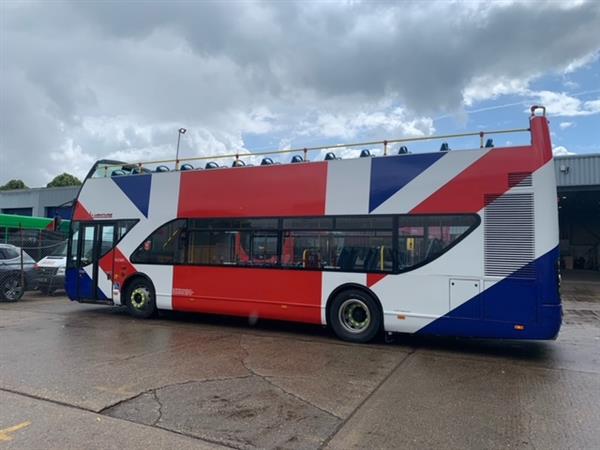 2005 Volvo B7 open top sightseeing bus. 2005 Volvo B7 open top sightseeing bus.