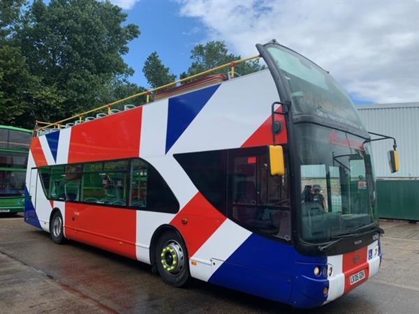 2005 Volvo B7 open top sightseeing bus. 2005 Volvo B7 open top sightseeing bus.