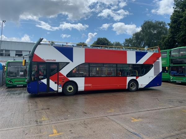 2005 Volvo B7 open top sightseeing bus. 2005 Volvo B7 open top sightseeing bus.